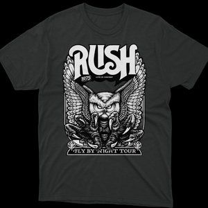Rush T-Shirt Cool Vintage Band Fly By Night Owl Retro Concert 1975 Graphic Tee